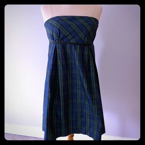 Vineyard Vines Silk Plaid Strapless Dress